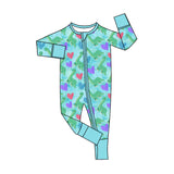Preorder MOQ 5 pcs Each Style Valentine's Day Love Dinosaur Blue Green Kids Matching Clothes