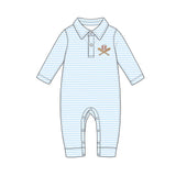 Preorder MOQ 5 pcs Each Style Baseball Print Light Blue Stripe Polo Kids Matching Clothes