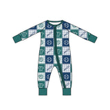 Preorder MOQ 5 pcs Each Style Baseball Blue Green Plaid Pajamas Kids Matching Clothes