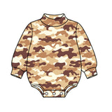 Preorder MOQ 5 pcs Each Style Hunting Camo Mockneck Baby Bubble Romper Kids Matching Clothes