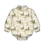 Preorder MOQ 5 pcs Each Style Hunting Camo Mockneck Baby Bubble Romper Kids Matching Clothes