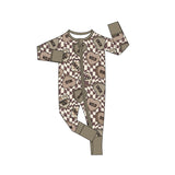Preorder MOQ 5 pcs Each Style Valentine's Day Love Plaid Brown Kids Matching Clothes