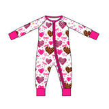 Preorder MOQ 5 pcs Each Style Valentine's Day Love Leopard Bows Rose Red Kids Matching Clothes
