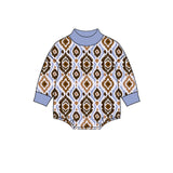 Preorder MOQ 5 pcs Each Style Western Cowboy Mockneck Baby Bubble Romper Kids Matching Clothes