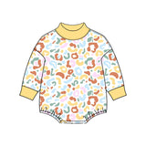 Preorder MOQ 5 pcs Each Style Colorful Leopard Mockneck Baby Bubble Romper Kids Matching Clothes