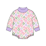 Preorder MOQ 5 pcs Each Style Colorful Leopard Mockneck Baby Bubble Romper Kids Matching Clothes