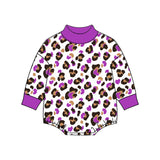 Preorder MOQ 5 pcs Each Style Colorful Leopard Mockneck Baby Bubble Romper Kids Matching Clothes