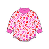 Preorder MOQ 5 pcs Each Style Colorful Leopard Mockneck Baby Bubble Romper Kids Matching Clothes
