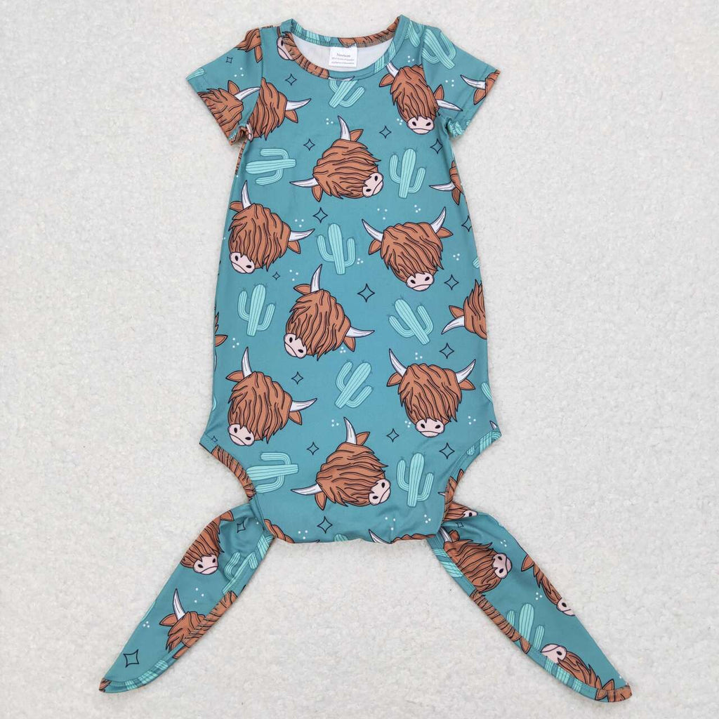 NB0025 Cow Cactus Green Baby Newborn Sleepers Gown
