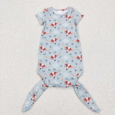 NB0029 Western Cow Baby Newborn Sleepers Gown