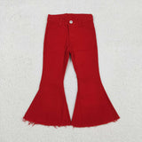 P0083 Red Denim Flared Girl's Pants Jeans