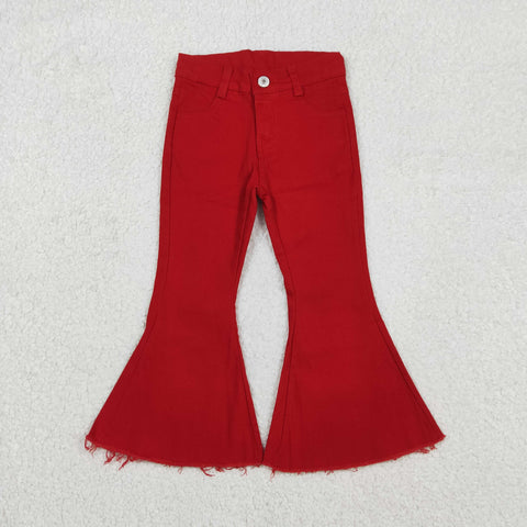 P0083 Red Denim Flared Girl's Pants Jeans