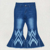 P0126 Western Fashion Blue Denim Flared Girl's Pants Jeans