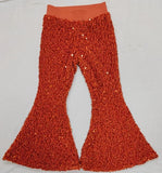 P0147 Boutique Orange Shiny Sequin Pants