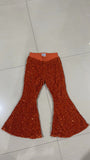 P0147 Boutique Orange Shiny Sequin Pants