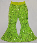 P0148 Boutique Green Shiny Sequin Pants