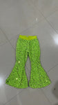 P0148 Boutique Green Shiny Sequin Pants