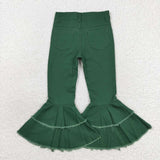 P0171 Green Denim Flared Girl's Pants Jeans