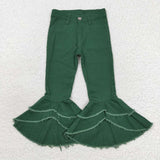 P0171 Green Denim Flared Girl's Pants Jeans