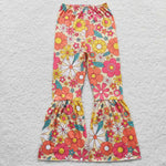 P0172 Flower Orange Flare Adult's Pants