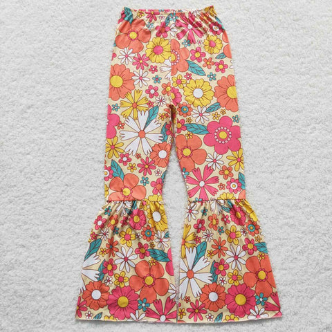 P0172 Flower Orange Flare Adult's Pants