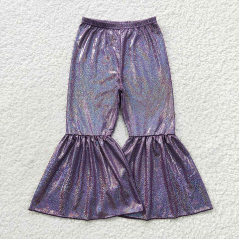 P0193 Satin Purple Flare Girl's Pants