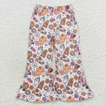 P0201 Halloween Ghost Flower Flare Girl's Pants