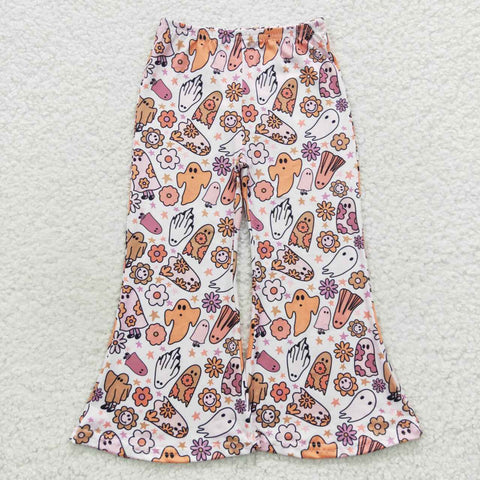 P0201 Halloween Ghost Flower Flare Girl's Pants