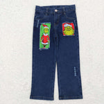 P0207 Christmas Ribbed Denim Boys Girls Pants Jeans