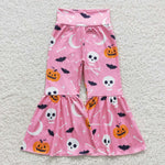 P0218 Pumpkin Bat Moon Pink Girl's Pants