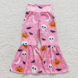 P0218 Pumpkin Bat Moon Pink Girl's Pants