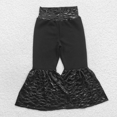 P0221 Fashion Black Leopard Flare Girl's Pants