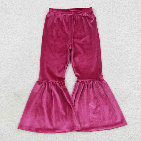 P0224 Golden velvet Dark Pink Flare Girl's Pants