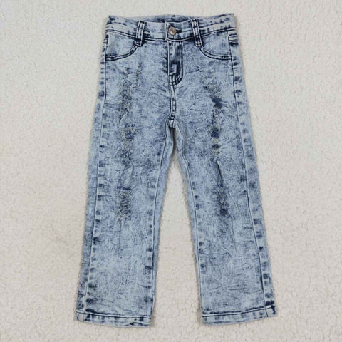 P0244 Ripped Straight Leg Denim Girl's Pants Jeans