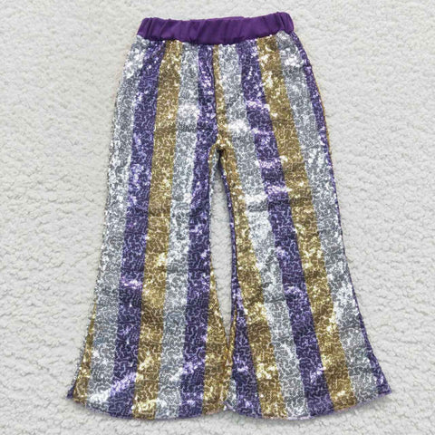 P0276 Boutique Purple Stripe Shiny Sequin Pants