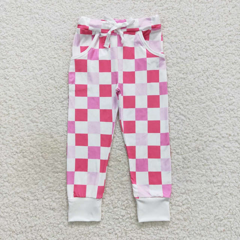 P0293 Pink Plaid Kids Pants