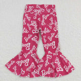 P0295 Hot Pink Barbie Denim Flared Girl's Pants Jeans