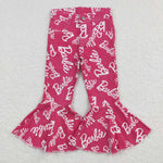 P0295 Hot Pink Barbie Denim Flared Girl's Pants Jeans