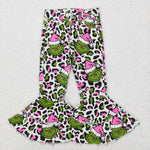 P0318 Christmas Leopard  Denim Flared Girl's Pants Jeans