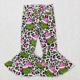 P0318 Christmas Leopard  Denim Flared Girl's Pants Jeans