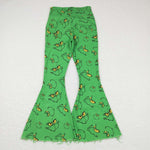 P0323 Christmas Green Jeans Adult Jeans Flared Pants