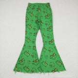 P0323 Christmas Green Jeans Adult Jeans Flared Pants