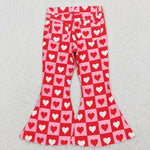 P0324 Red Love Denim Flared Girl's Pants Jeans