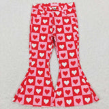 P0324 Red Love Denim Flared Girl's Pants Jeans