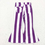 P0331 Purple Stripe Denim Flared Girl's Pants Jeans