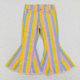 P0332 God Colorful Stripe Denim Flared Girl's Pants Jeans