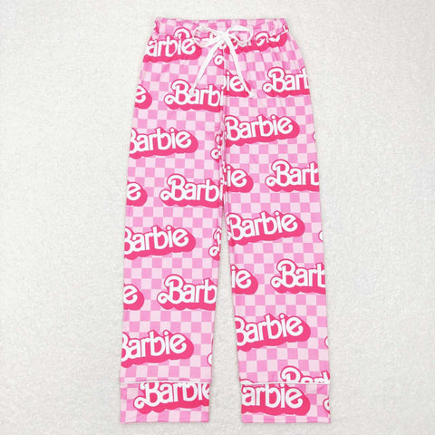 P0356 Barbie Pink Plaid Adult's Pants