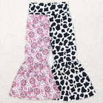 P0369 Western Cow Cactus Girl's Flare Pants