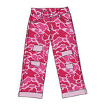 Preorder P0371 Camo Pink Flared Kids Pants Jeans