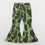 P0372 Camo Denim Flared Pants Girls Jeans